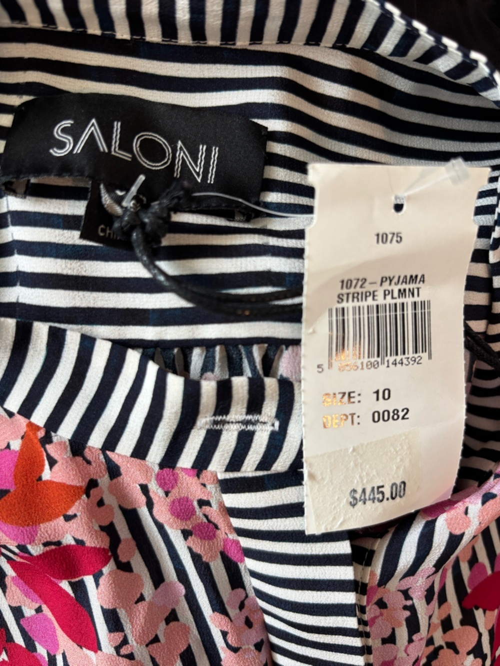 Saloni Tyra Silk Black and White Dress In Size 10 NWT - Picture 5 of 10